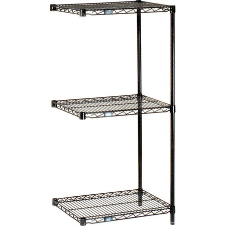 NEXEL Black Epoxy, 3 Tier, Wire Shelving Add-On Unit, 36W x 18D x 34H A18363B3